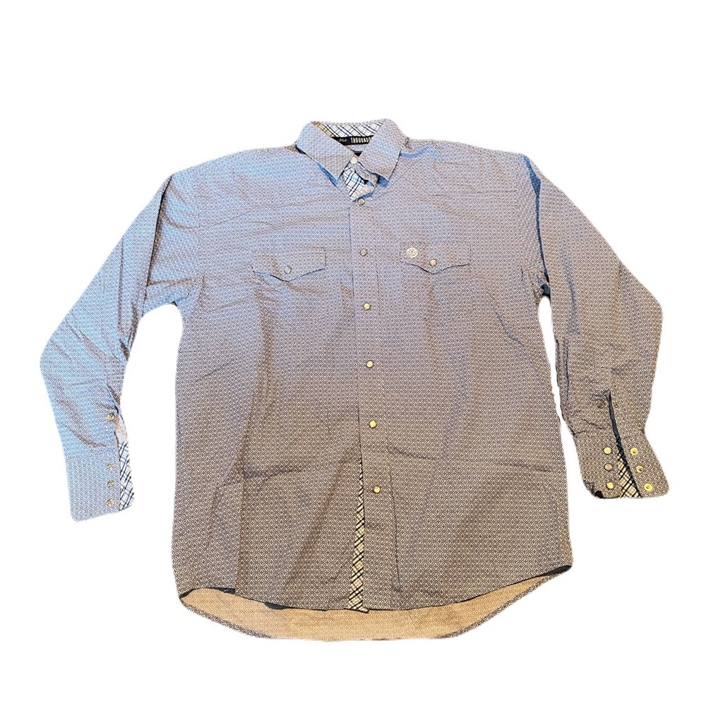 Wrangler George Strait Troubador XL Blue Geometric Pattern Pearl Snap Western